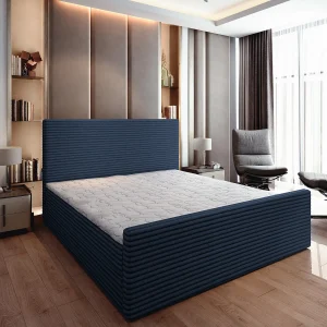 Boxspringbed BRENTO 160×200 cm Set met hoofdbord, bedbodem en matras, Blauw Boxspringbed BRENTO 160×200 cm Set met hoofdbord, bedbodem en matras, Blauw