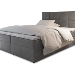 Boxspringbed LENA 180×200 cm Set met hoofdbord, bedbodem en matras, Grijs Boxspringbed LENA 180×200 cm Set met hoofdbord, bedbodem en matras, Grijs