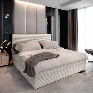 Boxspringbed PISA 160×200 cm Set met hoofdbord, bedbodem en matras, Crème Boxspringbed PISA 160×200 cm Set met hoofdbord, bedbodem en matras, Crème