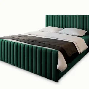 Boxspringbed ARION 160×200 cm Set met hoofdbord, bedbodem en matras, Dennengroen