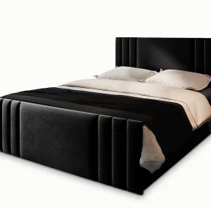 Boxspringbed KANES 140×200 cm Set met hoofdbord, bedbodem en matras, Zwart