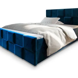 Boxspringbed MONA 160×200 cm Set met hoofdbord, bedbodem en matras, Blauw Boxspringbed MONA 160×200 cm Set met hoofdbord, bedbodem en matras, Blauw