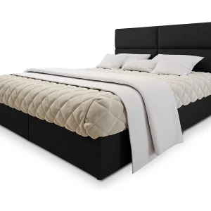 Boxspringbed LONIS 140×200 cm Set met hoofdbord, bedbodem en matras, Zwart Boxspringbed LONIS 140×200 cm Set met hoofdbord, bedbodem en matras, Zwart