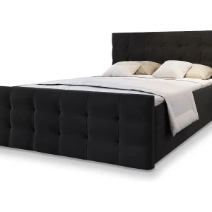 Boxspringbed AMON 140×200 cm Set met hoofdbord, bedbodem en matras, Zwart