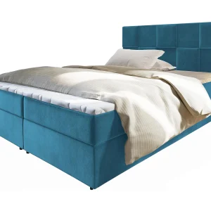 Boxspringbed PRATA 160×200 cm Set met hoofdbord, bedbodem en matras, Groenblauw Boxspringbed PRATA 160×200 cm Set met hoofdbord, bedbodem en matras, Groenblauw