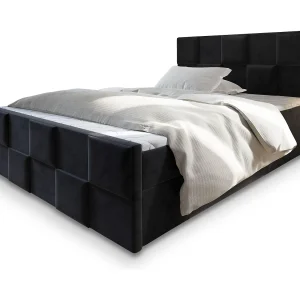 Boxspringbed MONA 140×200 cm Set met hoofdbord, bedbodem en matras, Zwart Boxspringbed MONA 140×200 cm Set met hoofdbord, bedbodem en matras, Zwart