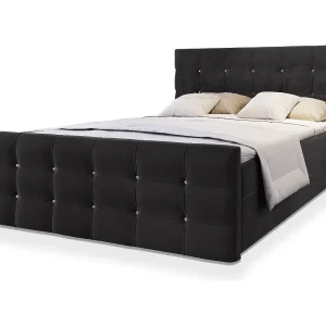 Boxspringbed SLAT 140×200 cm Set met hoofdbord, bedbodem en matras, Zwart Boxspringbed SLAT 140×200 cm Set met hoofdbord, bedbodem en matras, Zwart