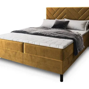 Boxspringbed ROKIS 180×200 cm Set met hoofdbord, bedbodem en matras, Geel