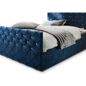 Boxspringbed MANDI 140×200 cm Set met hoofdbord, bedbodem en matras, Blauw Boxspringbed MANDI 140×200 cm Set met hoofdbord, bedbodem en matras, Blauw