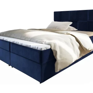 Boxspringbed PRATA 160×200 cm Set met hoofdbord, bedbodem en matras, Blauw Boxspringbed PRATA 160×200 cm Set met hoofdbord, bedbodem en matras, Blauw