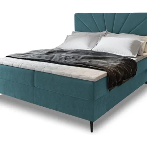Boxspringbed MURI 180×200 cm Set met hoofdbord, bedbodem en matras, Groenblauw Boxspringbed MURI 180×200 cm Set met hoofdbord, bedbodem en matras, Groenblauw