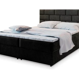Boxspringbed KERLO 140×200 cm Set met hoofdbord, bedbodem en matras, Zwart Boxspringbed KERLO 140×200 cm Set met hoofdbord, bedbodem en matras, Zwart