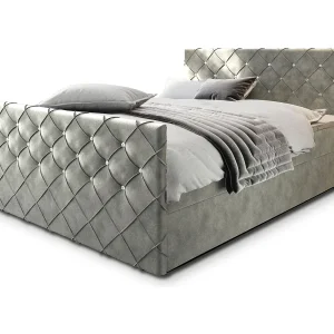 Boxspringbed MANDI 180×200 cm Set met hoofdbord, bedbodem en matras, Lichtgrijs