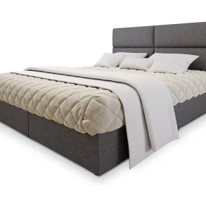 Boxspringbed LONIS 160×200 cm Set met hoofdbord, bedbodem en matras, Grijs Boxspringbed LONIS 160×200 cm Set met hoofdbord, bedbodem en matras, Grijs