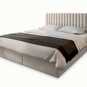 Boxspringbed BRESEL 140×200 cm Set met hoofdbord, bedbodem en matras, Beige