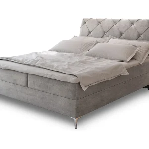 Boxspringbed MACON 180×200 cm Set met hoofdbord, bedbodem en matras, Grijs Boxspringbed MACON 180×200 cm Set met hoofdbord, bedbodem en matras, Grijs
