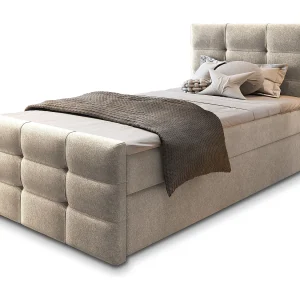 Boxspringbed AMON 80×200 cm Set met hoofdbord, bedbodem en matras, Beige