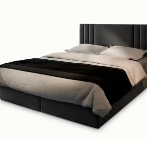 Boxspringbed BRES 160×200 cm Set met hoofdbord, bedbodem en matras, Grijs Boxspringbed BRES 160×200 cm Set met hoofdbord, bedbodem en matras, Grijs