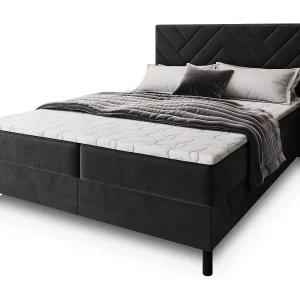 Boxspringbed ROKIS 140×200 cm Set met hoofdbord, bedbodem en matras, Zwart