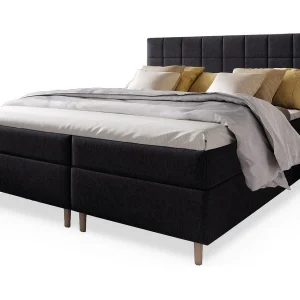 Boxspringbed IBIZA 160×200 cm Set met hoofdbord, bedbodem en matras, Zwart Boxspringbed IBIZA 160×200 cm Set met hoofdbord, bedbodem en matras, Zwart