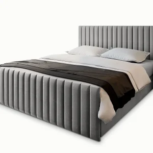Boxspringbed ARION 140×200 cm Set met hoofdbord, bedbodem en matras, Lichtgrijs