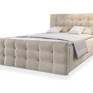Boxspringbed SLAT 160×200 cm Set met hoofdbord, bedbodem en matras, Beige Boxspringbed SLAT 160×200 cm Set met hoofdbord, bedbodem en matras, Beige