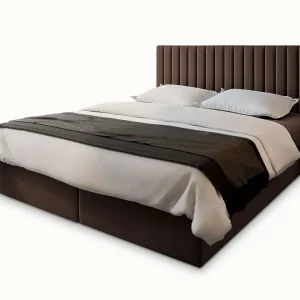 Boxspringbed BRESEL 140×200 cm Set met hoofdbord, bedbodem en matras, Bruin