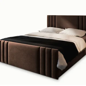 Boxspringbed KANES 160×200 cm Set met hoofdbord, bedbodem en matras, Bruin