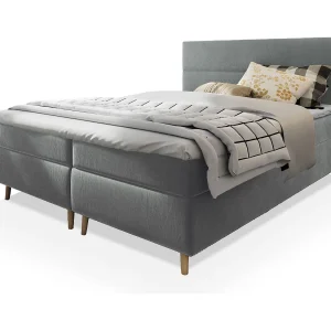 Boxspringbed SANTA 140×200 cm Set met hoofdbord, bedbodem en matras, Lichtgrijs Boxspringbed SANTA 140×200 cm Set met hoofdbord, bedbodem en matras, Lichtgrijs