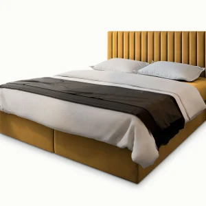 Boxspringbed BRESEL 180×200 cm Set met hoofdbord, bedbodem en matras, Geel
