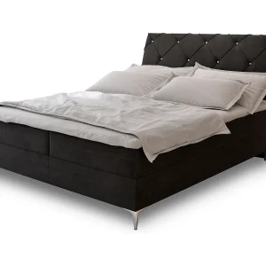 Boxspringbed MACON 160×200 cm Set met hoofdbord, bedbodem en matras, Zwart Boxspringbed MACON 160×200 cm Set met hoofdbord, bedbodem en matras, Zwart
