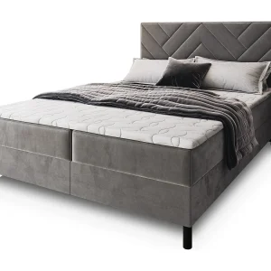 Boxspringbed ROKIS 140×200 cm Set met hoofdbord, bedbodem en matras, Grijs