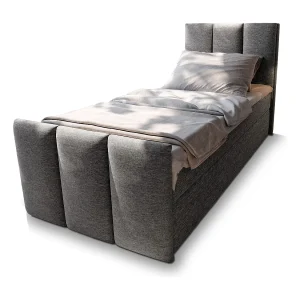 Boxspringbed LAGO 90×200 cm Set met hoofdbord, bedbodem en matras, Grijs Boxspringbed LAGO 90×200 cm Set met hoofdbord, bedbodem en matras, Grijs