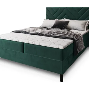 Boxspringbed ROKIS 180×200 cm Set met hoofdbord, bedbodem en matras, Dennengroen