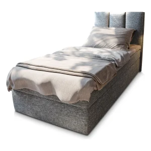 Boxspringbed MERIL 80×200 cm Set met hoofdbord, bedbodem en matras, Lichtgrijs Boxspringbed MERIL 80×200 cm Set met hoofdbord, bedbodem en matras, Lichtgrijs