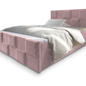 Boxspringbed MONA 160×200 cm Set met hoofdbord, bedbodem en matras, Poederroze Boxspringbed MONA 160×200 cm Set met hoofdbord, bedbodem en matras, Poederroze