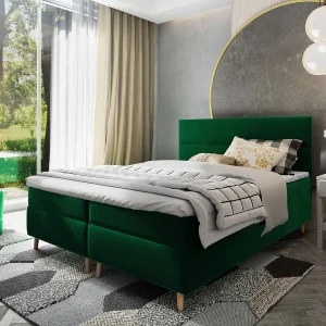 Boxspringbed SANTA 160×200 cm Set met hoofdbord, bedbodem en matras, Dennengroen Boxspringbed SANTA 160×200 cm Set met hoofdbord, bedbodem en matras, Dennengroen