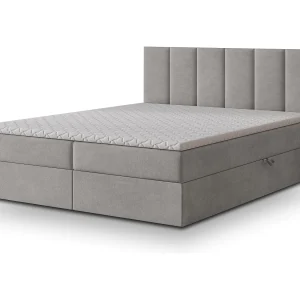 Boxspringbed MERIL 160×200 cm Set met hoofdbord, bedbodem en matras, Grijs Boxspringbed MERIL 160×200 cm Set met hoofdbord, bedbodem en matras, Grijs