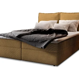 Boxspringbed LENTE 160×200 cm Set met hoofdbord, bedbodem en matras, Geel