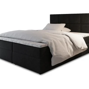 Boxspringbed LENA 160×200 cm Set met hoofdbord, bedbodem en matras, Zwart Boxspringbed LENA 160×200 cm Set met hoofdbord, bedbodem en matras, Zwart