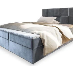 Boxspringbed PRATA 180×200 cm Set met hoofdbord, bedbodem en matras, Lichtgrijs Boxspringbed PRATA 180×200 cm Set met hoofdbord, bedbodem en matras, Lichtgrijs