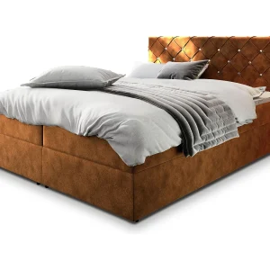 Boxspringbed RIVA 180×200 cm Set met hoofdbord, bedbodem en matras, Koperkleurig Boxspringbed RIVA 180×200 cm Set met hoofdbord, bedbodem en matras, Koperkleurig
