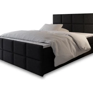 Boxspringbed ARIEL 140×200 cm Set met hoofdbord, bedbodem en matras, Zwart