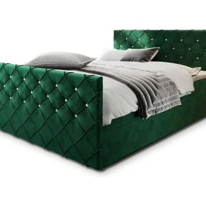 Boxspringbed MANDI 160×200 cm Set met hoofdbord, bedbodem en matras, Dennengroen Boxspringbed MANDI 160×200 cm Set met hoofdbord, bedbodem en matras, Dennengroen