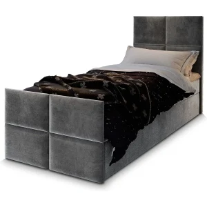 Boxspringbed ARIEL 80×200 cm Set met hoofdbord, bedbodem en matras, Grijs