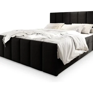 Boxspringbed LAGO 140×200 cm Set met hoofdbord, bedbodem en matras, Zwart