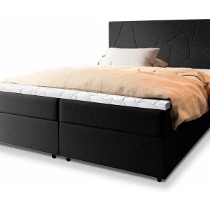 Boxspringbed MADO 160×200 cm Set met hoofdbord, bedbodem en matras, Zwart