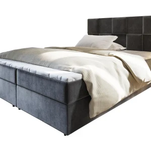 Boxspringbed PRATA 140×200 cm Set met hoofdbord, bedbodem en matras, Grijs Boxspringbed PRATA 140×200 cm Set met hoofdbord, bedbodem en matras, Grijs