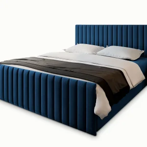 Boxspringbed ARION 140×200 cm Set met hoofdbord, bedbodem en matras, Blauw