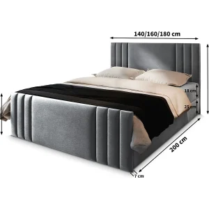 Boxspringbed KANES 160×200 cm Set met hoofdbord, bedbodem en matras, Lichtgrijs Boxspringbed KANES 160×200 cm Set met hoofdbord, bedbodem en matras, Lichtgrijs